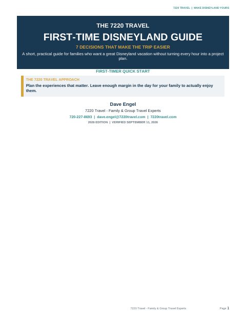 Cover of First Time Disneyland Guide