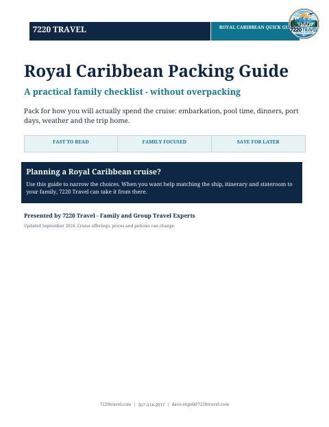 Cover of Royal Caribbean Packing Guide