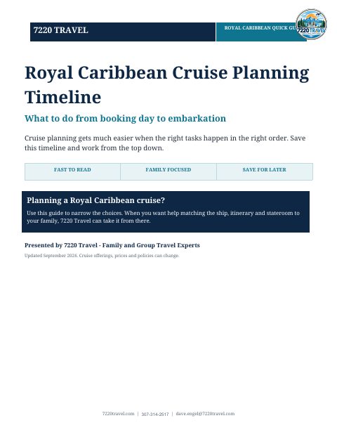 Cover of Royal Caribbean Planning Timeline
